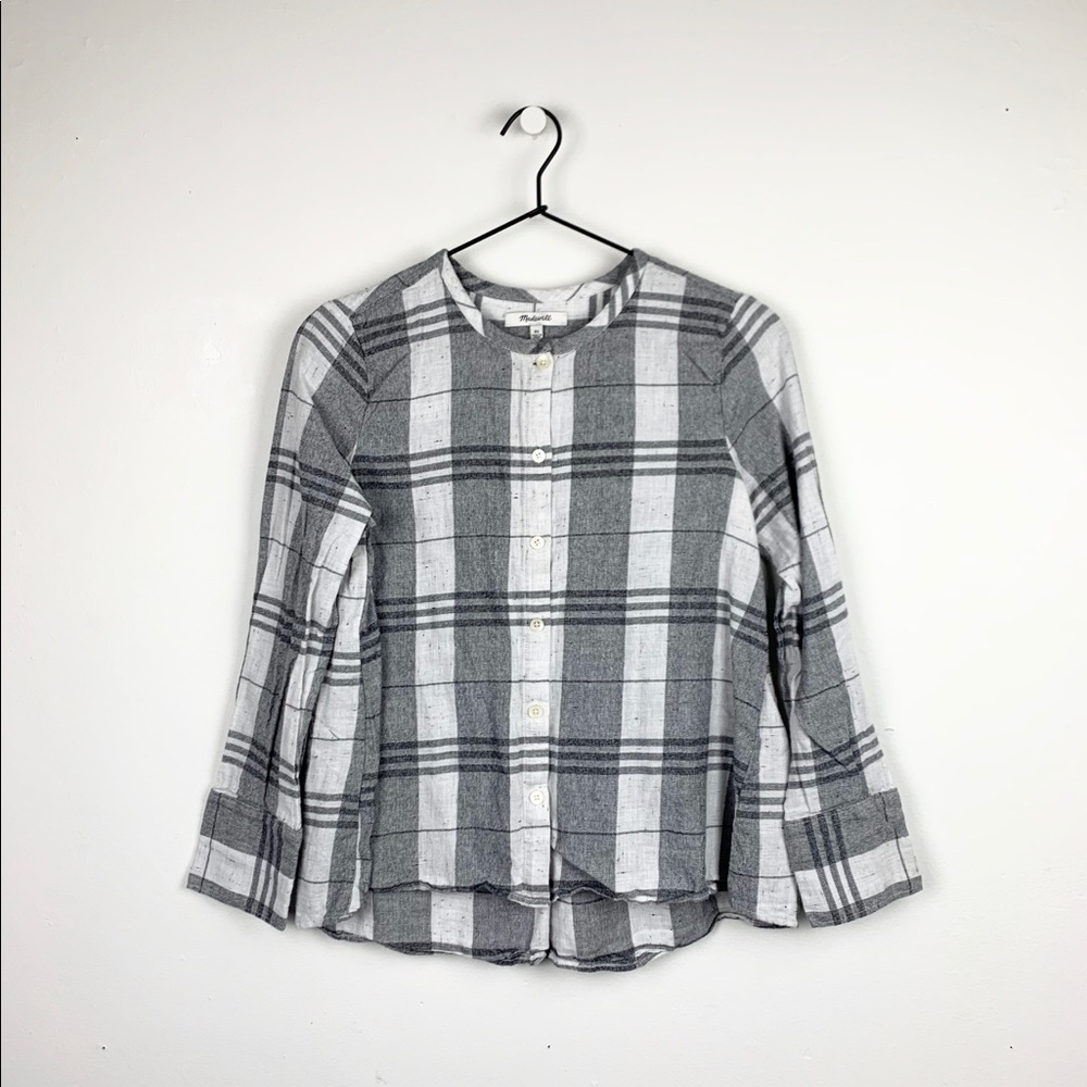 Madewell Black White‎ Plaid Button Up Top